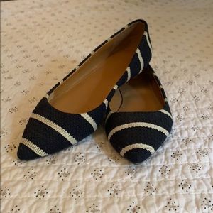 J.Crew Navy + White Striped Flats